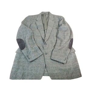 River Calder Tweeds Men's Wool Blazer Jacket With Suede Elbow Patches Vintage